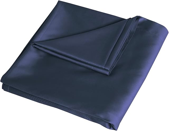Sleepdown Flat Sheet 100% Cotton Sateen Soft Cosy 300 Thread Count Luxury Bedding Bedsheet Bed Linen - Navy Blue - King Size (265cm x 275cm)