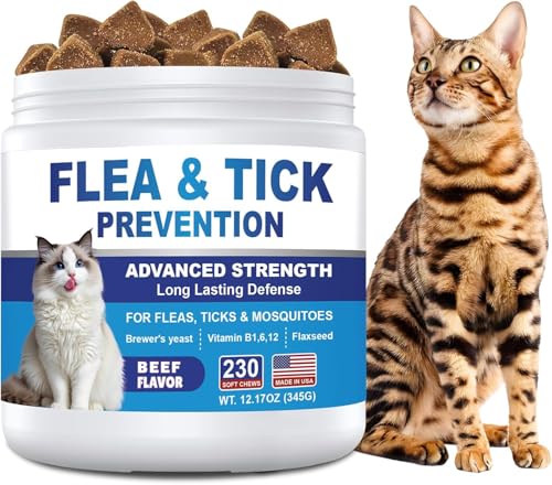 Cat Flea and Tick Chewables, Flea Supplement for Cats Breeds and Ages 230Pcs