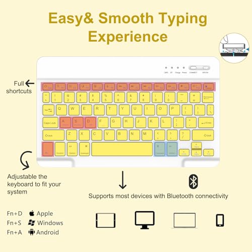 Image of MMK iPad 11th 10th Generation Case with Keyboard (2022, 10.9 inch), Wireless Detachable Keyboard, Pencil Holder for iPad 11 Inch (A16 2025), 10th Gen (10.9 Inch 2022) Yellow