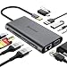 UtechSmart USB C Hub, 11 in 1 USB C Adapter with Gigabit Ethernet Port, PD Type C Charging Port, 4K HDMI, VGA, SD TF Card Reader, 4 USB Ports and Audio Mic Port Compatible for MacBook, ChromeBook More