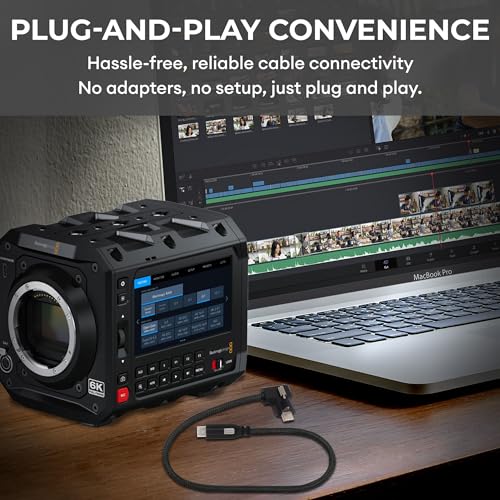 Image of XLCS Locking EVF Cable for Blackmagic Pyxis and URSA Cine 12K - USB-C 3.1 /3.2-20Gbps - 100W Power - Secure Lock - High-Speed Pyxis Monitor Cable - Durable and Reliable (30cm /12) - Black