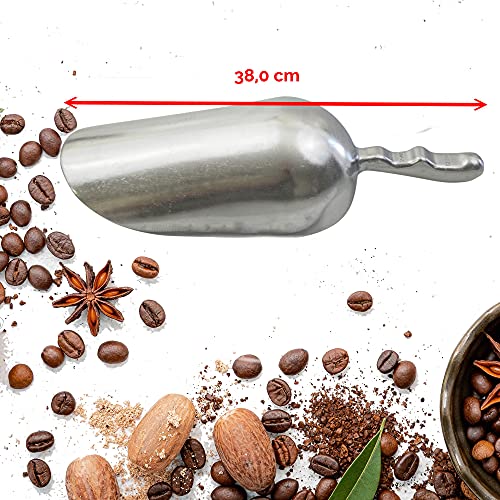 Kerafactum handliche Schippe Grosse Mehlschaufel Sackschaufel | Futterschaufel Sack Schüppe für Futter Mehl Zucker Schaufel Schütte aus Metall Aluminium | Alu Guss Tierfutter Nicht rostend 1700 ml