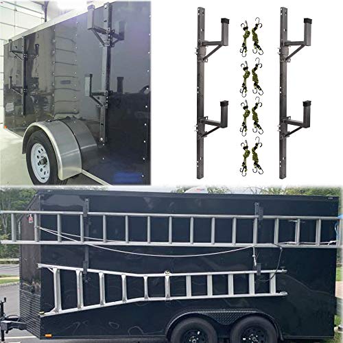 Lonwin Adjustable Trailer Ladder Rack Fit For Enclosed Trailer Exterior Side Wall - Carry 2 Ladders #TOP5