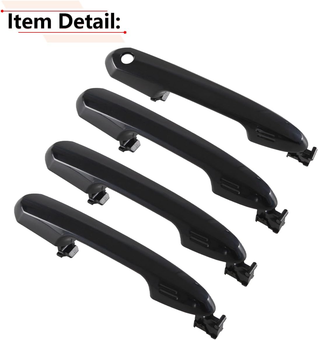 RLB-HILON 1Set Exterior Door Handle Compatible with Toyota RAV4 2017-2023, for Rav4 Prime 2021 2022 2023 2024, for Highlander 2020-2024, Black Color