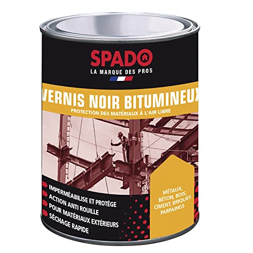 SPADO - Vernis Bitumineux Noir - Protection des Surfaces Extérieures - Imperméabilisant - Formule Anti-Rouille, Anti-Acide, Anti-Humidité - Fabrication...