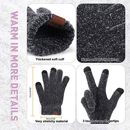 Women's Winter Warm Beanie Hat Long Scarf and Touch Screen Gloves Knit Set with Skull Cap