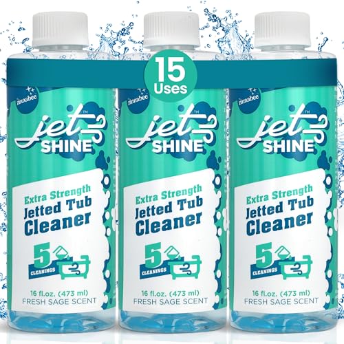 Zinnabee Jetted Tub Cleaner for Jacuzzi, Bathtubs, Whirlpools - Pack of 3, 16oz Sage Scented Jacuzzi Tub Cleaner to Help Clean Dirt and Soap Buildup, 5 Cleanings per Bottle