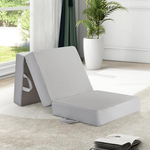 Image of CYMULA Folding Mattress Single Size,6 inch Tri-Fold Floor Mat for Naps,Grey