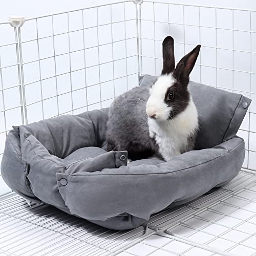 Pstardmoon Bunny Bed For Small Animals With 2 Pee Pad, Machine Washable Sleeping Rabbit Sofa Bed Bottom Breathable Soft Bunny Bed For Cats Kittens Rabbits Bunny Guinea Pigs Kitty (Grey, Style 1) #TOP5