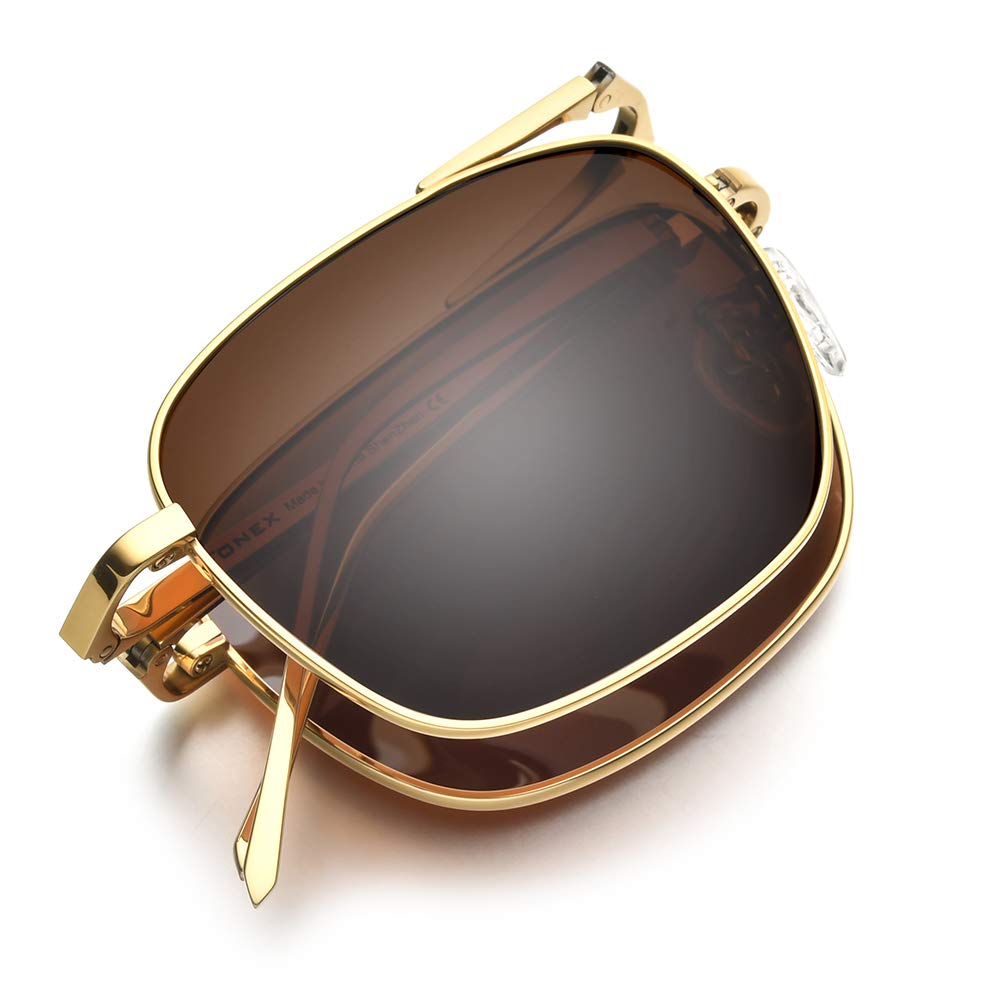 FONEX Pure Titanium Polarized Sunglasses for Men,Folding Aviation UV400 Sun Glasses