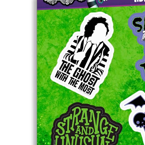 Image of Beetlejuice Iconic Adhesive Vinyl Decals - Gothic Horror Beetlejuice Stickers for Car, Laptop or Water Bottle, 1 Pack (4 Count)
