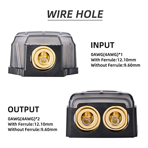 Leigesaudio 0/2/4 Gauge In 0/2/4 Gauge Out Copper Power Distribution Block For Car Audio Splitter(1 In 2 Out) #TOP1