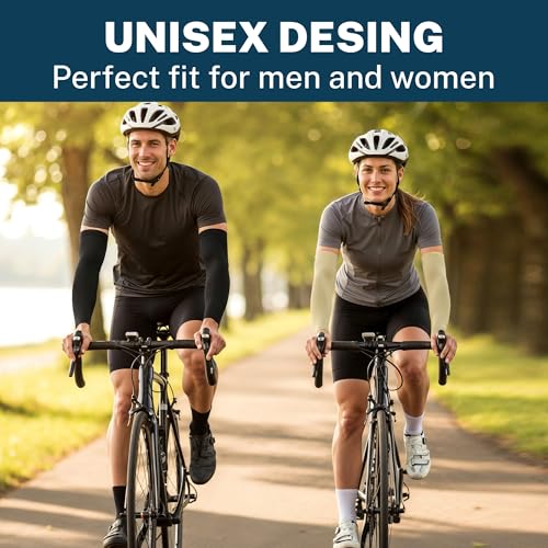 Image of Arm Sleeves for Men & Women, Sun Protection & UV Compression Hand Sleeves for Cycling, Running, Outdoor Sports & Activities, Hand Cover for Bike Riding
