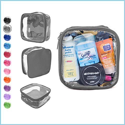 Image of EzPacking Clear TSA Approved 3-1-1 Travel Toiletry Bag for Carry On /Quart Size Transparent Liquids Pouch for Airport Security /Reusable See Through Vinyl & PVC Plastic Organizer Men Women (Gray)