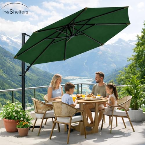 Image of THESHELTERS - Premium Garden Umbrella 360 Degree Rotating Stylish and Durable Outdoor Garden Umbrella with Heavy-duty Water Base (95Kgs)- Patio and Lawn Umbrella, 2.5x2.5m Big Size Outdoor Umbrella with Stand