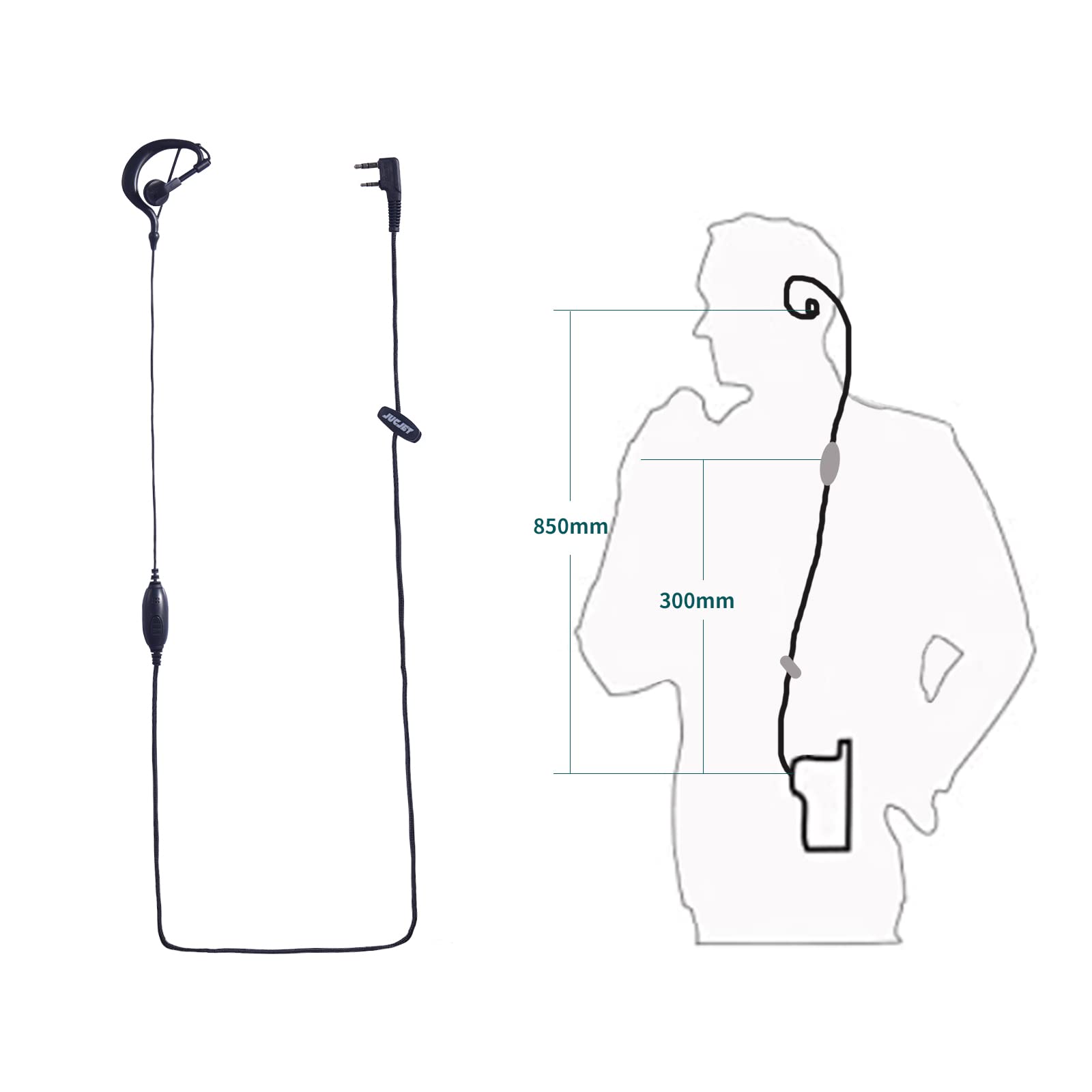 Radio Oreillett 2 Pin Compatible Acoustic Tube Security Bodyguard Écouteurs PTT Mic BF-88E BF-888S UV-5R UV-5RE 2 voie 5 pièces