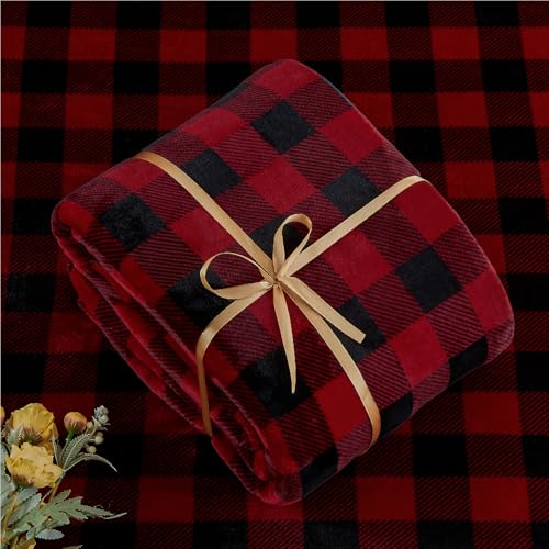 Image of BEDELITE Flannel Sheets Queen Size Bed Set, Luxury Red and Black Plaid Christmas Bedding Set, Super Soft & Warm Fuzzy Fleece Sheets 4 Piece(Include Fitted Sheet, Flat Sheet, 2 Pillowcases)