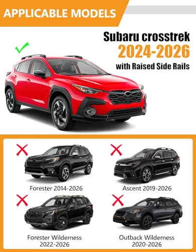 Image of KINGGERI 300lbs Roof Rack Cross Bars Compatible with Subaru crosstrek 2024-2026 Limited /Premium /Sport (Not for Wilderness) with Raised Side Rails, Lockable Aluminum Roof Rails Crossbars Luggage