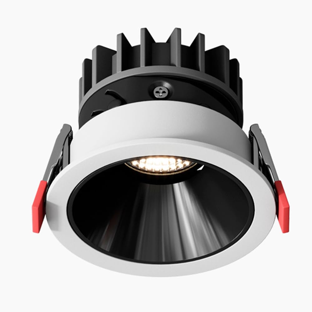 TCHAUSGZUS Recessed LED Ceiling Spotlight - Adjustable 30° Downlight Fixture for Living Room, Kitchen, and Gallery Lighting 7W/10W/12W Options Warm White Light(Black-4000k,7W)