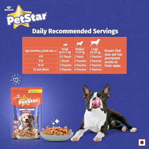 Image of Mankind Petstar Puppy Wet Dog Food (High Protein) Chunky Chicken Gravy, 120g (Pack of 5) | Made with Real Chicken & Veggies |Puppy Dog Food| No Artificial Flavors