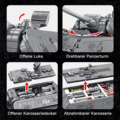 Panzer Bausteine Technik Modell, Tank Militär klemmbausteine Spielzeug Bausatz mit Figuren, Modular Buildings Kompatibel… – Bild 5