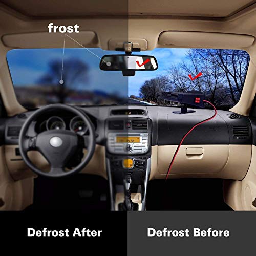 QIFUN Portable 12V Car Heater Fast Heating Quickly Defrost Defogger Demister Heating & Cooling Fan Auto Dryer Windshield Defroster Plug in Cigarette Lighter (Car Heater)