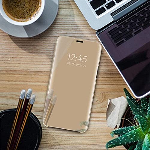Samsung Galaxy A12 Hoesje – Clear View Case – Goud - Image 4