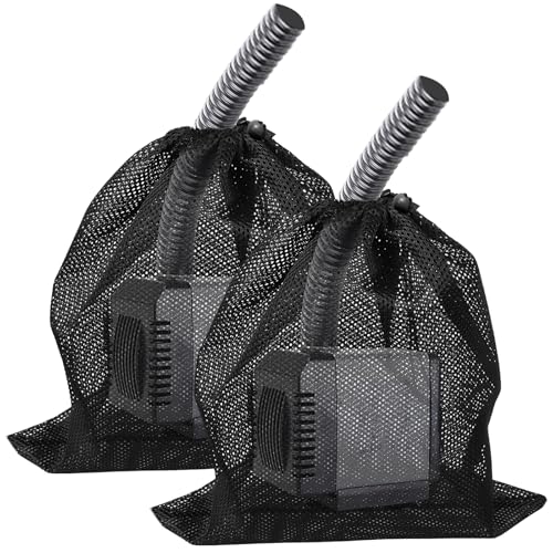 Water Pump Filter Bag, 2 Pack Large Pump Barrier Garden Pond Aquarium Mesh with Drawstring,Fish Pond Household Filter Bag Accessories