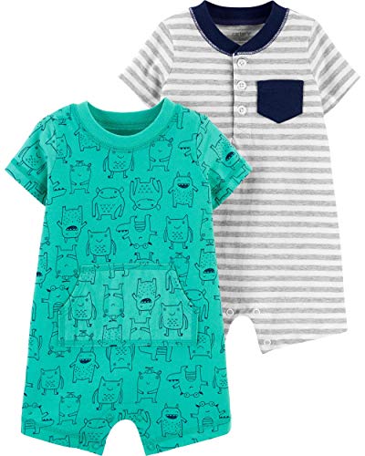 Carter's baby boy's 2 pack cotton romper creeper set (12 months, …