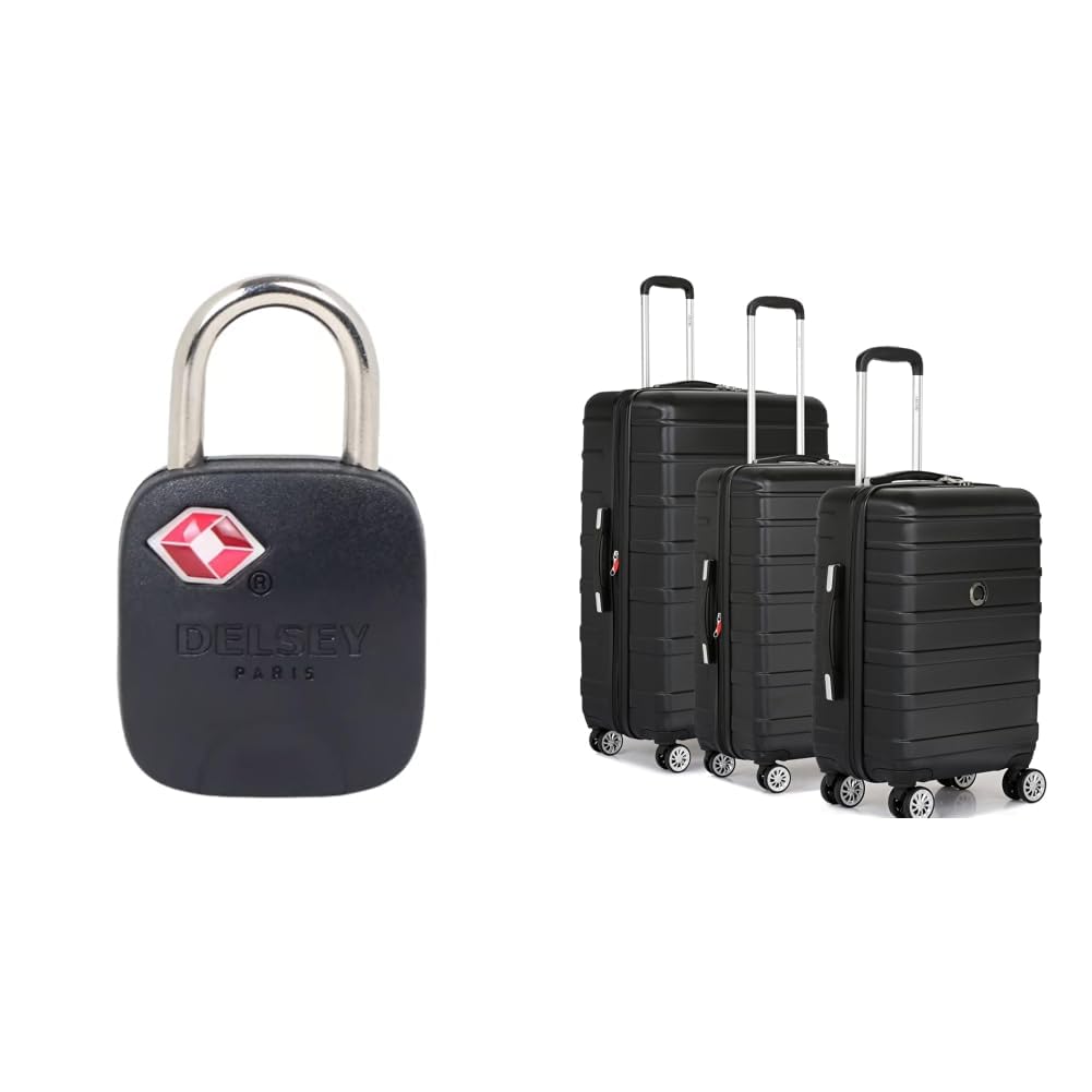 TSA Black Luggage Lock + Margot Trolley Bags Set of 3 Cabin, Medium & Large Luggage Premium Hardside Polycarbonate Suitcase 8 Silent Wheels and TSA Lock(Black)-image-5