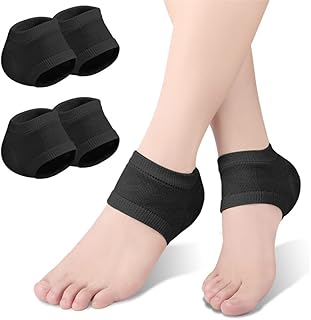 Moisturizing Heel Socks, 2 Pairs Soft Gel Lined Heel Socks for Dry Rough Cracked Feet, Gel Heel Repair Socks Overnight Moisturizing Spa Socks for Softening and Repairing Chapped Feet Skin Care (black)