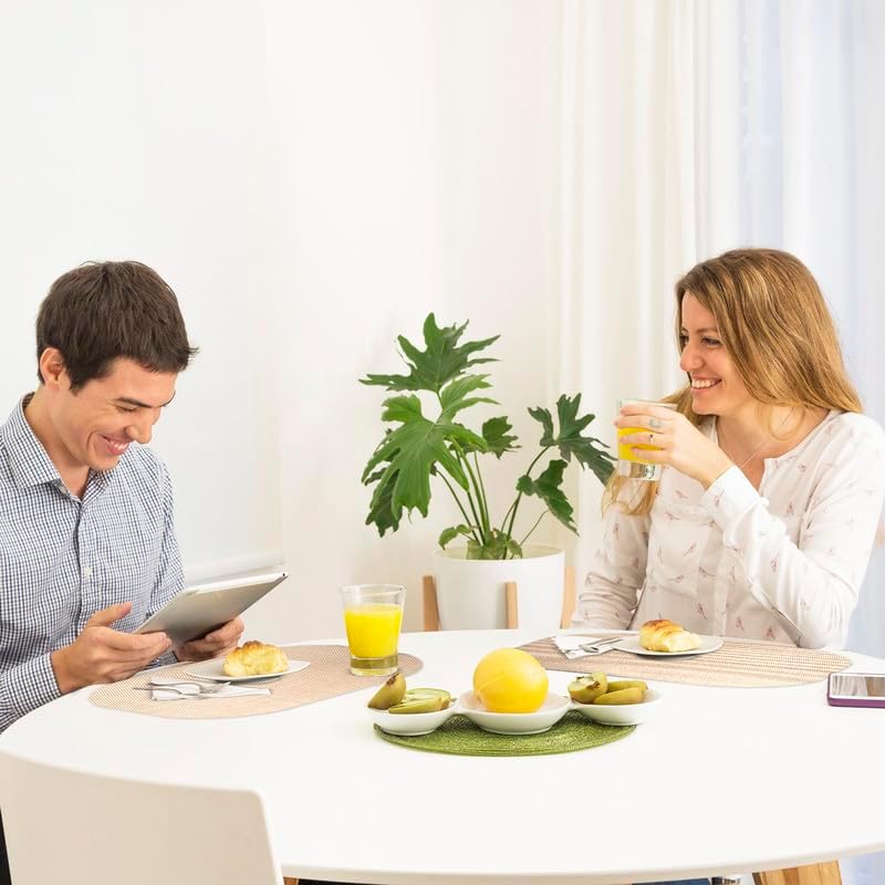 Miniatura 4 de Andie Home - Manteles individuales ovalados para mesa de cocina y comedor, juego de 6 piezas, resistentes al calor y lavables a la superficie, color