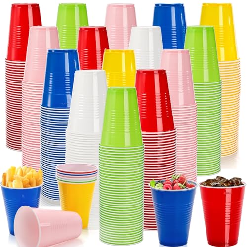 Goaste 240 Pack Disposable Plastic Party Cups, 16 OZ Colourful Drinking Tumblers for Events, Gatherings, and Celebrations