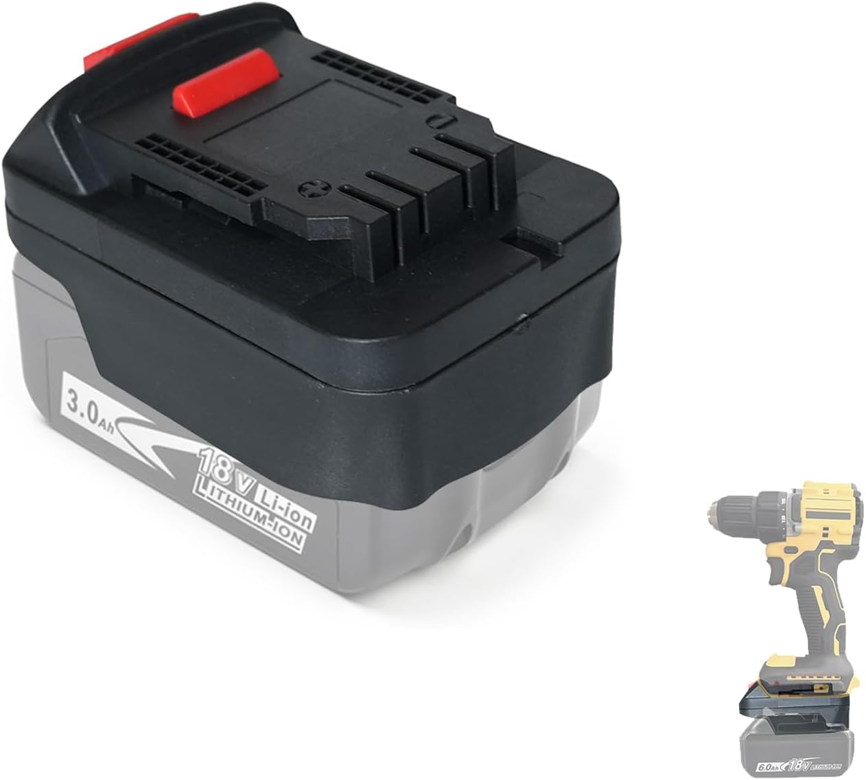 Battery Adapter for Makita 18V/20V Battery to DeWalt Power Tools, Cordless Power Tool Converter, Applicable to BL1815, BL1820, BL1830, BL1845, BL1850, BL1860(Adapter only)
