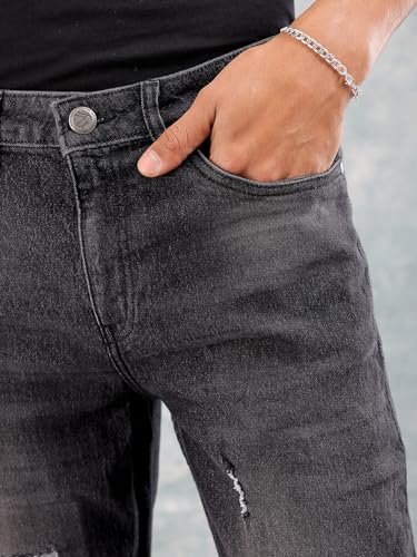 Image of The Indian Garage Co Men Mid Rise Slim Fit Solid Mid-Rise Stretchable Jeans