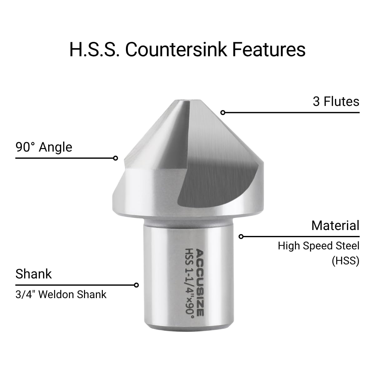 Amazon.com: Accusize Industrial Tools 1-1/4'' Hss Countersink for