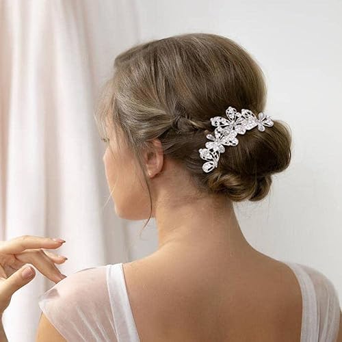 Miniatura 3 de inSowni Paquete de 32 peines laterales plateados para el cabello de boda, en forma de U y torsión, accesorios para novias, perlas de diamantes de