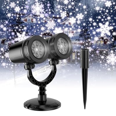 SATXTREM 2024 Upgraded Dual-Head Christmas Snowflake Projector Light Outdoor,IP65 Waterproof Christmas LED Projector Light Outside,180° Rotation Projector for Indoor,Patio Wall Window Decorations
