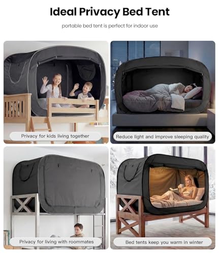 Image of ANC POP Bed Tent Full Bed Canopy Tents Portable Dream Tent for Kids and Adult Indoor Sleeping Tents with 2 Doors Breathable Private Space Tents
