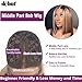 DÉBUT Short Bob Ombre Highlight Blonde Brown Lace Front Wigs Human Hair Wigs Middle Part Wigs Brazilian Virgin Straight Hair 13x4x1 T Part Wigs for Black Women Piano Color 10 Inches