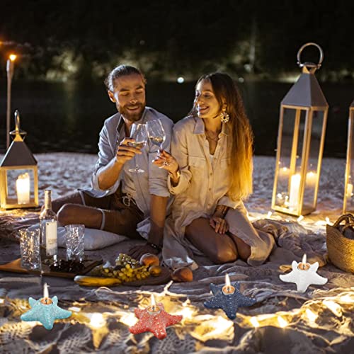 Starfish Tea Light Candle Holder, Beach Decor Votive Candle Holder, Ocean Themed Decor Tealight Holder, Coastal Nautical Beach Bathroom Decor Candle Holder For Wedding Party Table Decor, Orange #TOP2