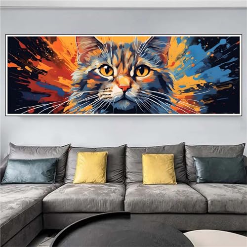Loisirs Créatifs Adultes Diamond Painting Chat Panoramique - Kit Broderie Point de Croix Diamant
