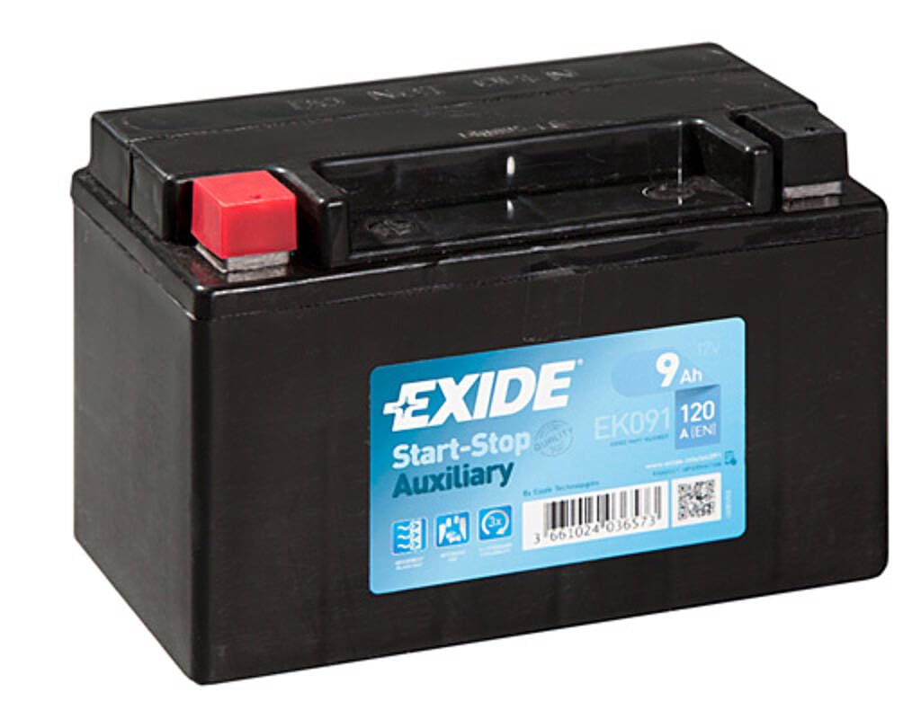 Exide EK091 Start-Stop Auxiliary AGM akumulator wspierający i zapasowy, 12 V, 9 Ah, 120 A