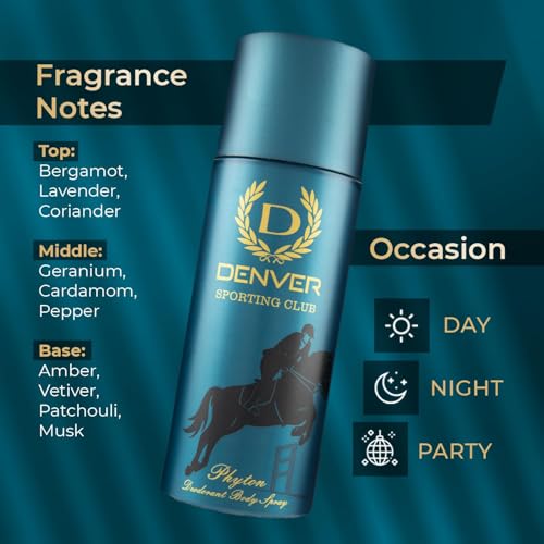 Image of DENVER Phyton Sporting Club Deodorant -165ML | Long Lasting Deo for Men & Boys