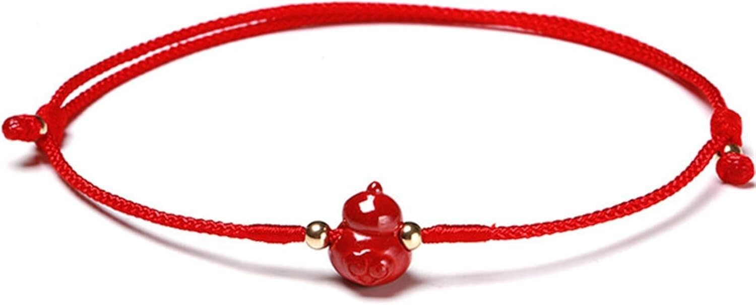 YNIYUJKL Bracelets,Lucky Charm,Feng Shui Wealth Wu Lou Bracelet Natural Cinnabar Gourd Red String Braided Bracelet Adjustable Lucky Jewelry Amulet Talisman For Prosperity Money Lu
