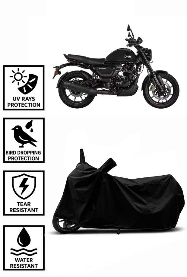 Image of Heavy Duty Waterproof Scooty & Bike Cover for Tvs Ronin 225 - UV Resistant, Dustproof & Rain Protection, All-Weather Outdoor Cover for Bikes & Scooty with Buckle Straps