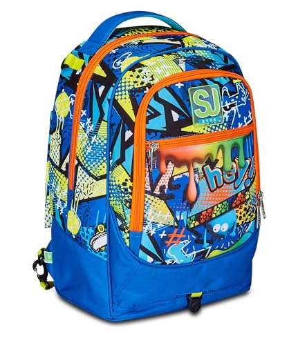 Sj Gang Style Jam Gang Trolley Scuola Jack 3 Ruote, Blu, Sphere Full Boy, 3 In 1, Triplo Uso, Zaino Con Carrello Sganciabile, Tasca Porta Borraccia E Crossover System, Scuola Viaggio, Bambino Ragazzo - 9