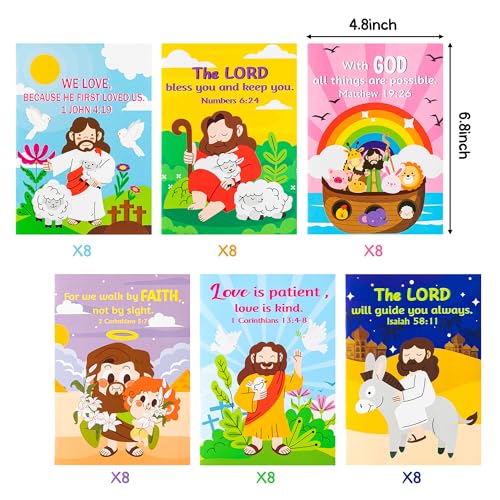 ANGOLIO 24 Summer Christian Religious Coloring Books Bulk for Kids DIY Art Drawing Book for Sunday School Prizes Back to School Classroom Rewards Church Activity Carnival Gifts Party Favors, 6 Styles - Image 3