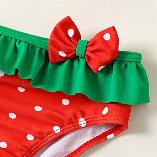 Patpat Baby Girl 2-Pcs Bikini Shoulder Strap Bowknot Bathing Sets Beath Sunsuit Swimming Outfits Red 6-9 Months #TOP4