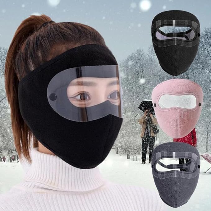 Unisex Cotton Full Face Winter Balaclava Mask with Removable Eye Protection Goggles Screen - Windproof, Warm, UV Sun Protection Cycling Bike Riding Motorcycle Ski Mask for Men Women (Black, Pack of 1)-image-23